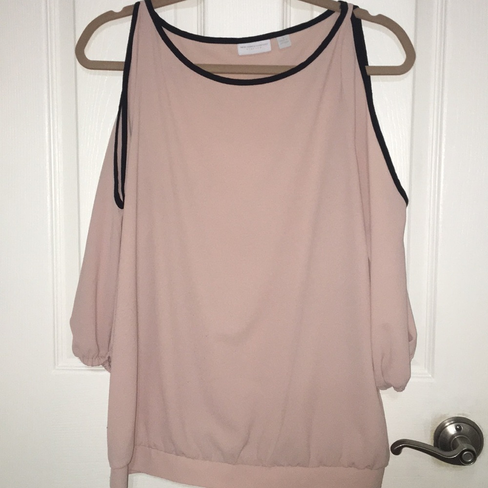 New York & Company Blush Cold Shoulder Top